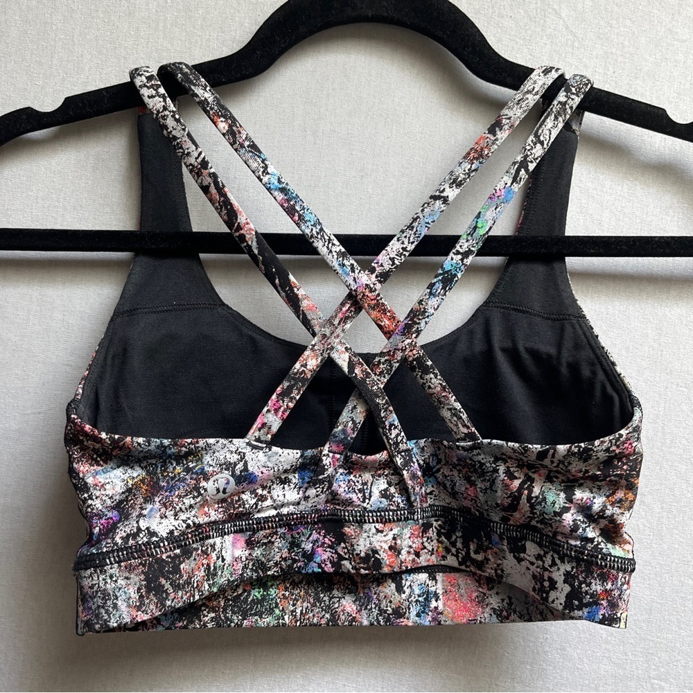 Lululemon Athletica Energy Bra Vitalize Multi Color Strappy Back Sz 4